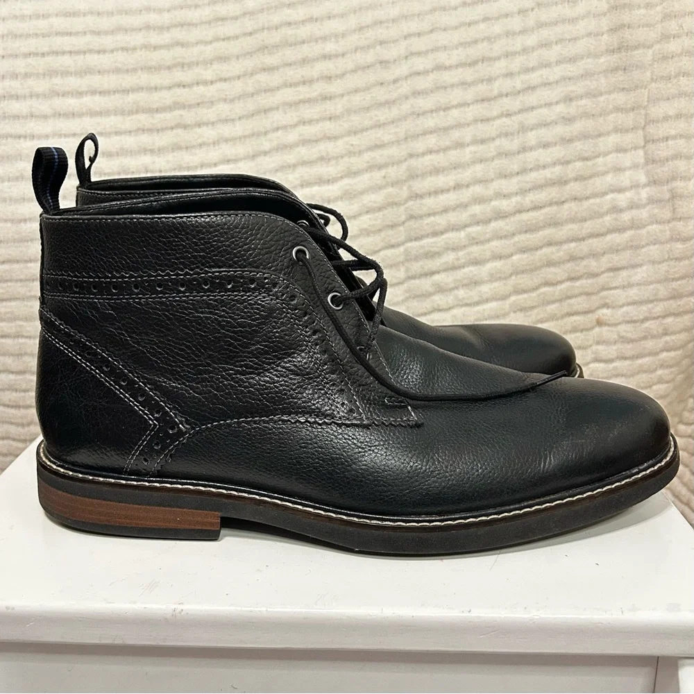Nunn Bush Chukkas Black Leather Men's Ankle Boots Lace Up Size 11 - Picture 3 of 16